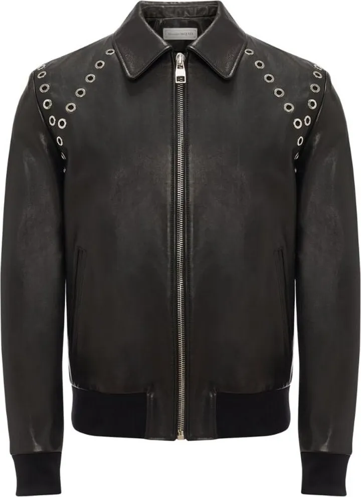 Alexander Mcqueen Eyelet-Detail Leather Jacket
