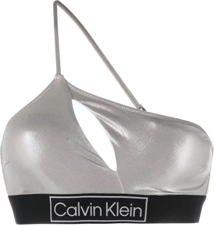 One-Shoulder Metallic Bikini Top