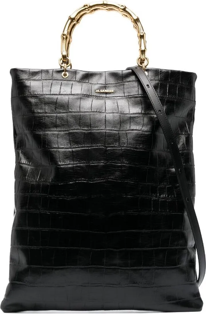 Croc-Effect Leather Tote Bag
