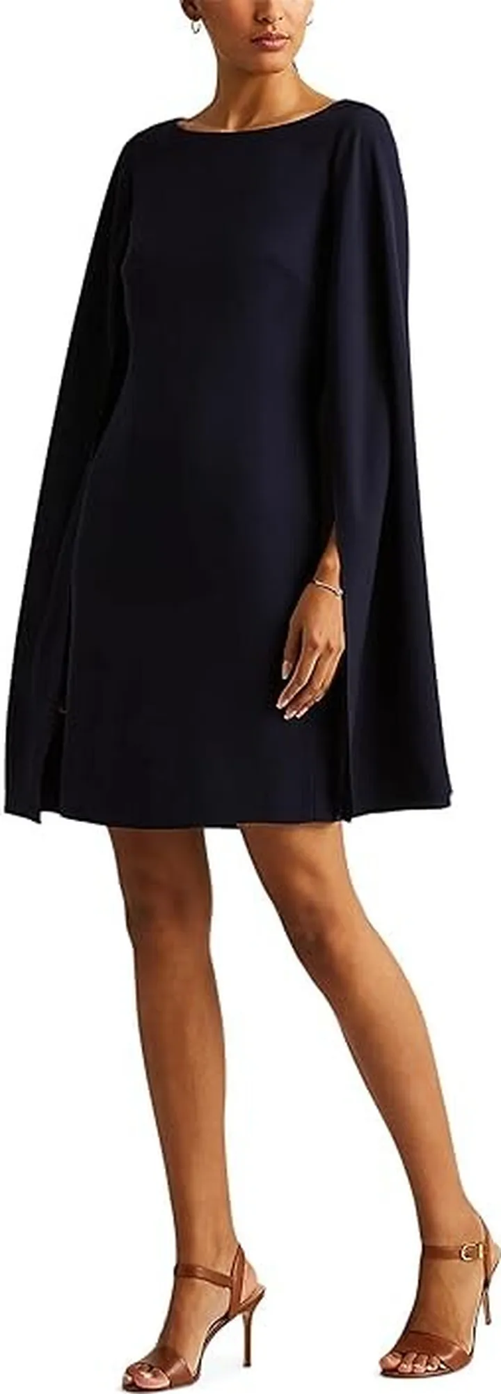 LAUREN Ralph Lauren Cape Georgette Cocktail Dress (Lighthouse Navy) Women's Dress