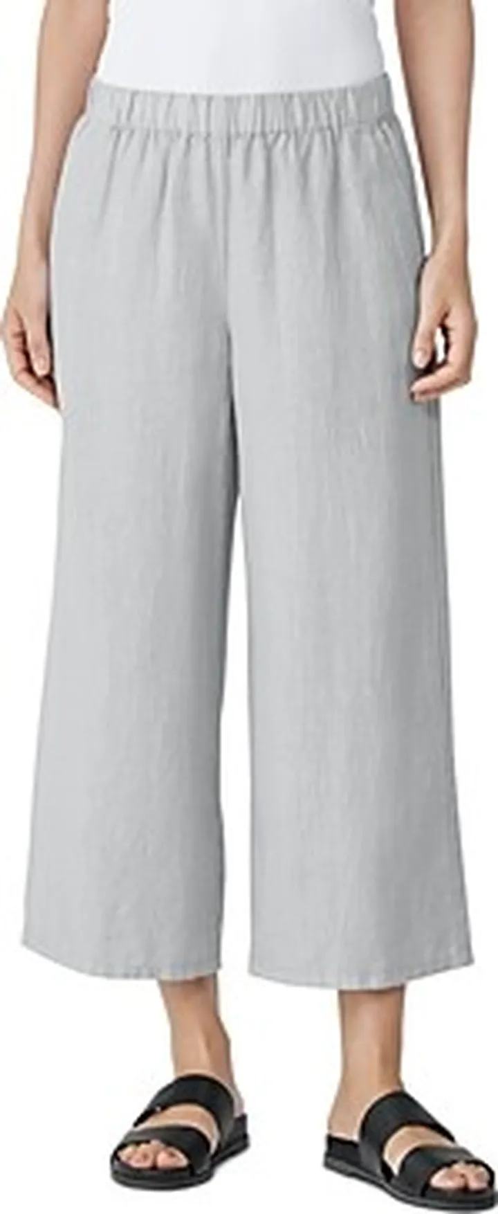 Eileen Fisher Petites Organic Linen Wide Leg Cropped Pants