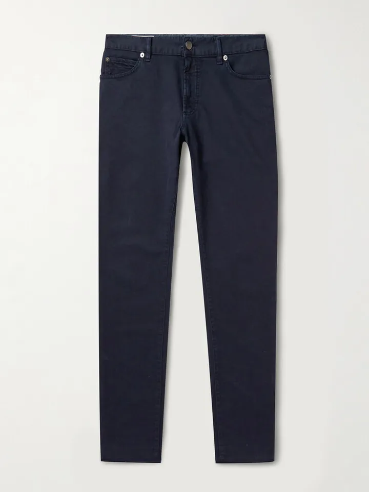 Slim-Fit Stretch-Cotton Twill Trousers