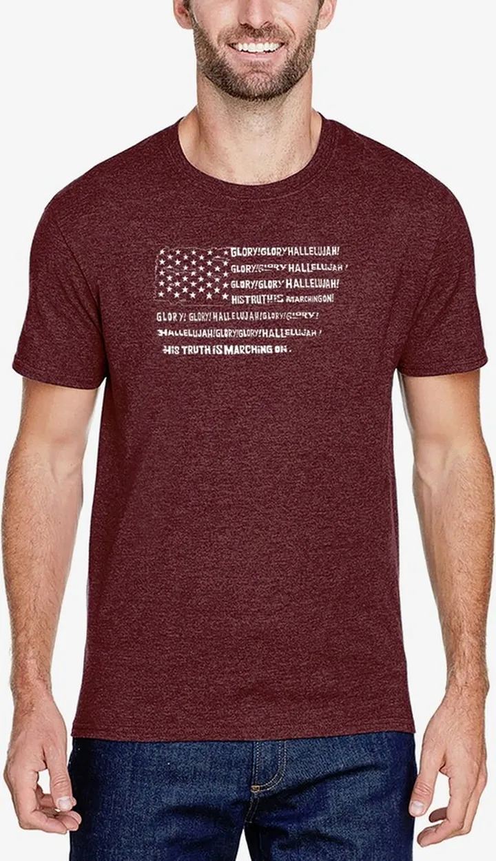La Pop Art Men's Premium Blend Word Art Glory Hallelujah Flag T-shirt