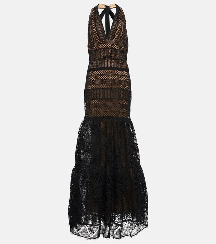Macrame halter-neck gown
