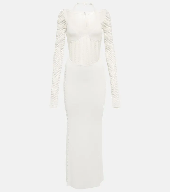 Fishnet cutout maxi dress