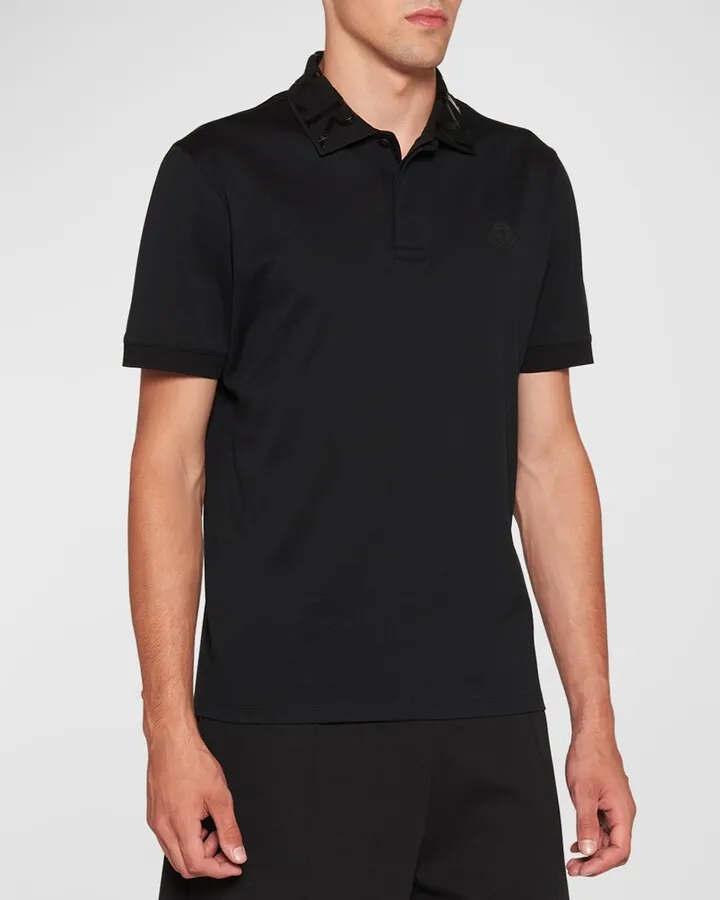 Men's Shiny Logo-Collar Polo Shirt