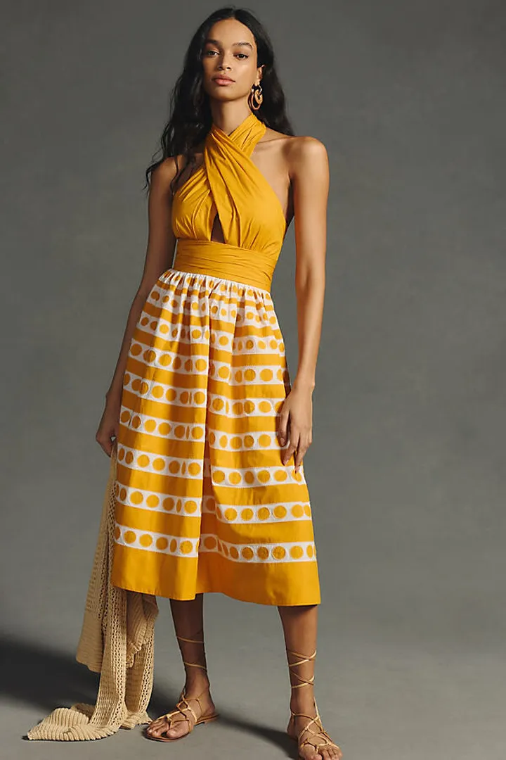 Maeve A-Line Halter Dress Yellow