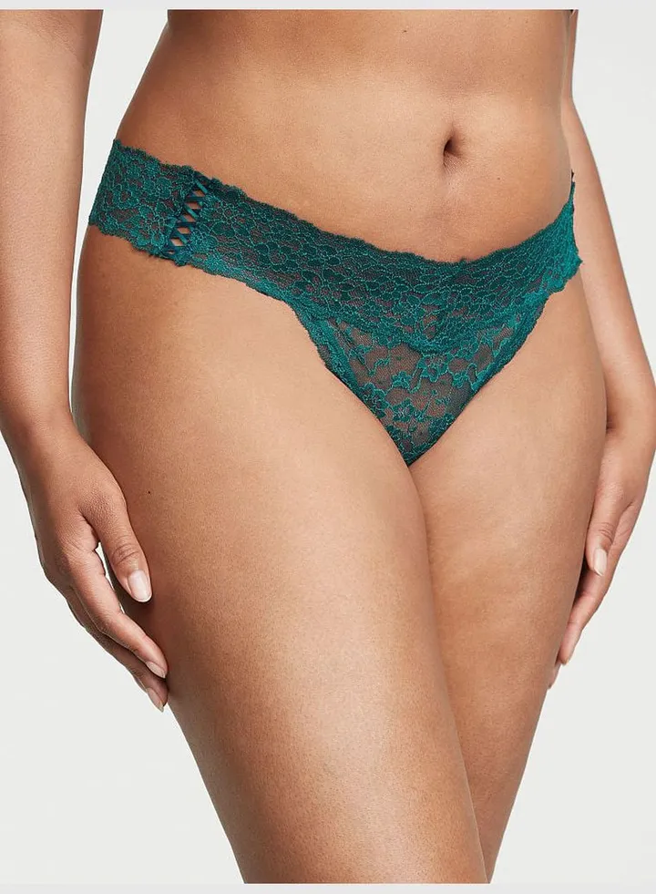 Posey Lace Side Lace-Up Thong Panty