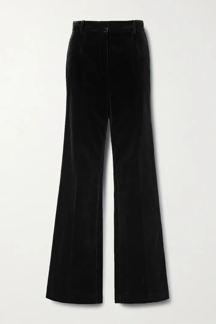 Nili Lotan - Corette Cotton-blend Velvet Straight-leg Pants - Black