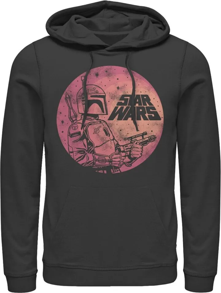 Men's Star Wars Boba Fett Retro Circle Pull Over Hoodie - Black - Small
