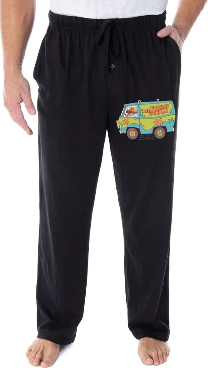 Scooby Doo Men's Mystery Machine Van Sleep Lounge Pajama Pants (2XL) Black