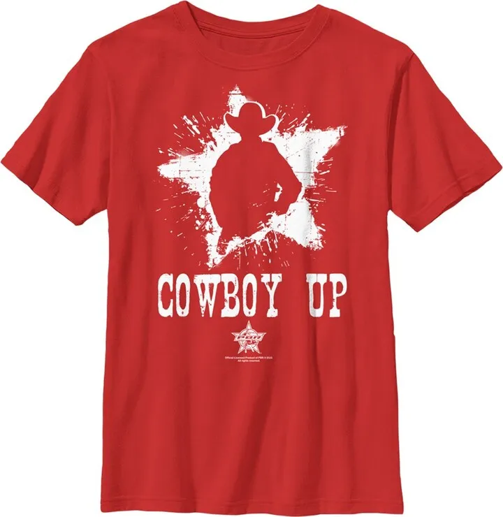 Boy's Professional Bull Riders Cowboy Up T-Shirt - Red - Medium