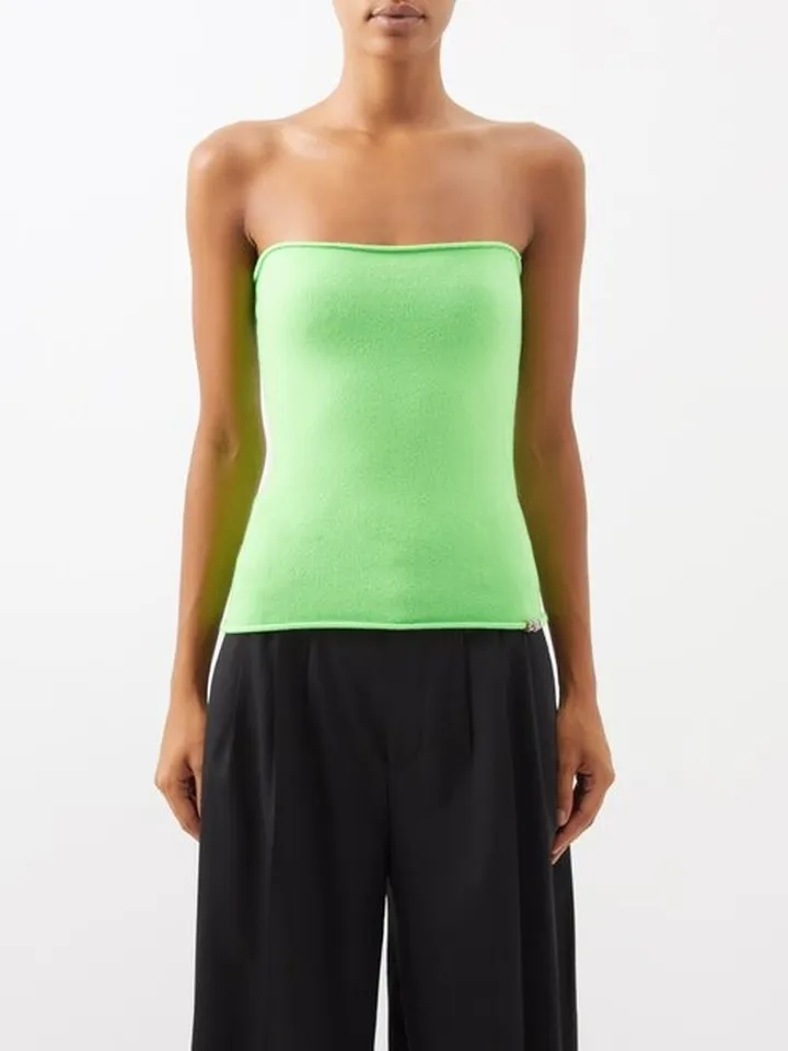 No.8 Belt Stretch-cashmere Tube Top