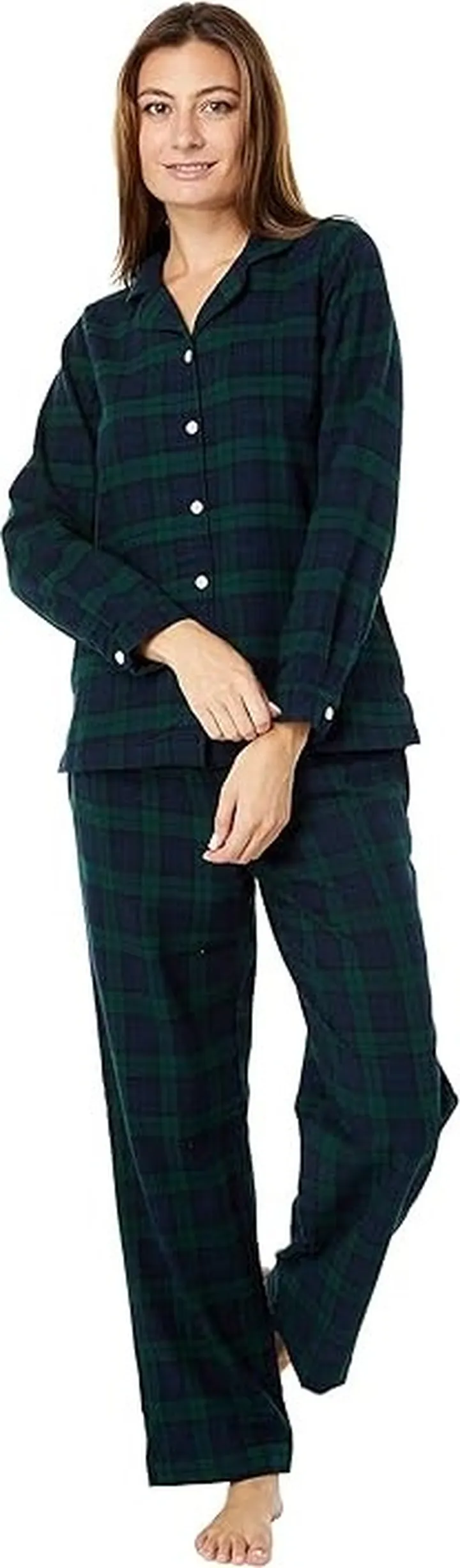 L.L.Bean Scotch Plaid Flannel Pajamas Plaid (Black Watch) Women's Pajama Sets