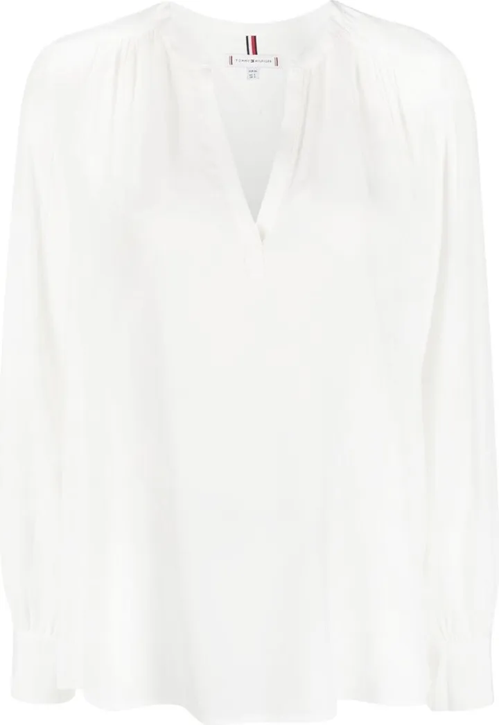 V-neck long-sleeved blouse