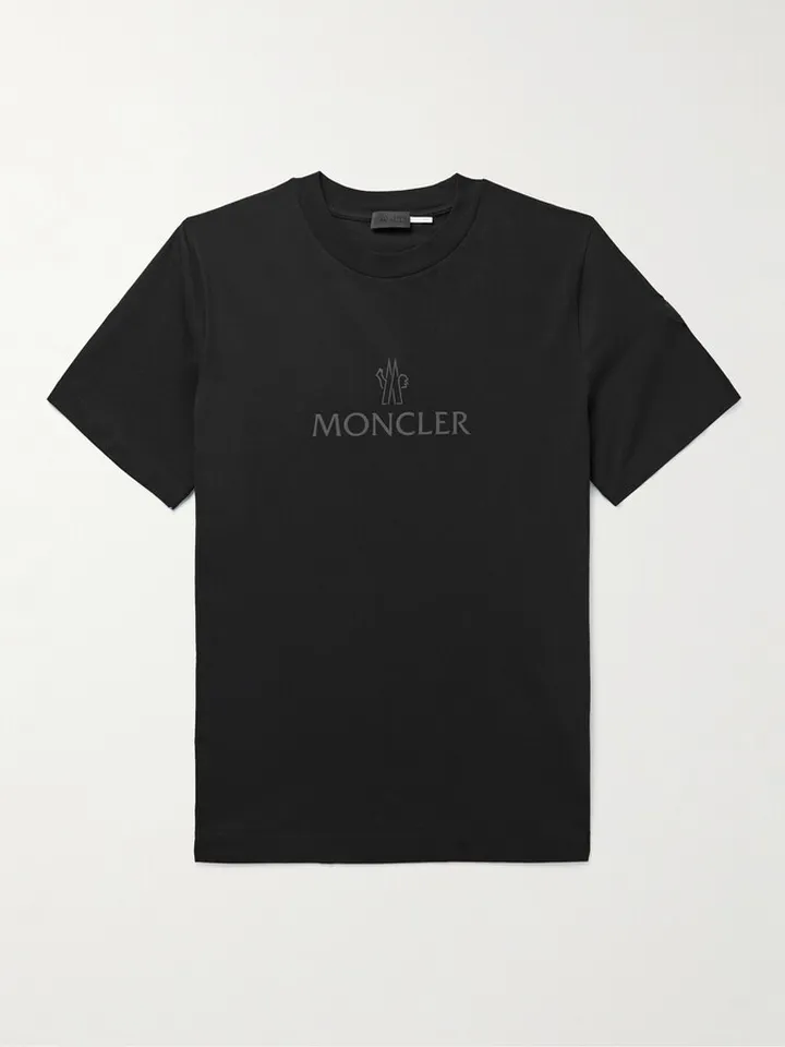 Mesh-Trimmed Logo-Print Cotton-Jersey T-Shirt