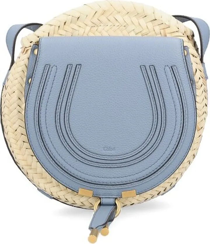 Chloé Marci Raffia Logo Detailed Crossbody Bag