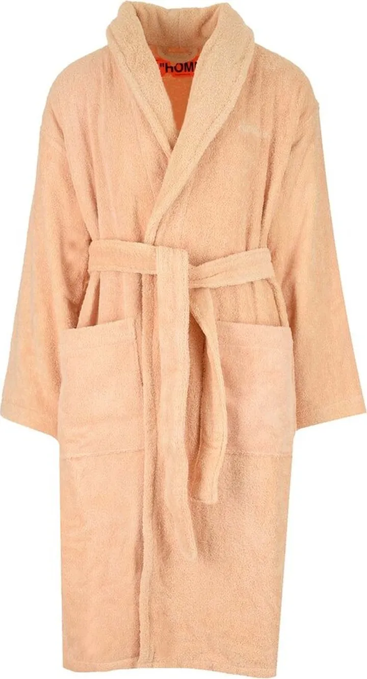 Off-White Belted Long-Sleeved Bathrobe
