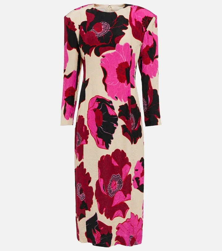 Floral jacquard midi dress