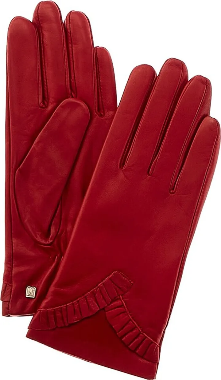 Bruno Magli Chevron Ruffle Cashmere-Lined Leather Gloves