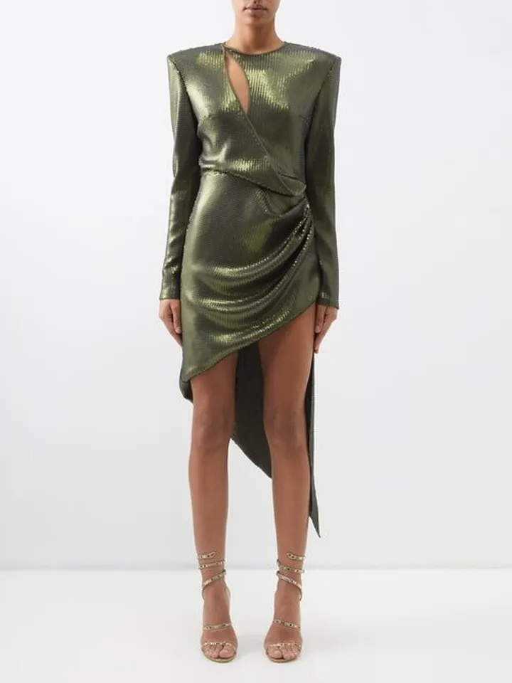 Side-slit Asymmetric Sequinned Dress