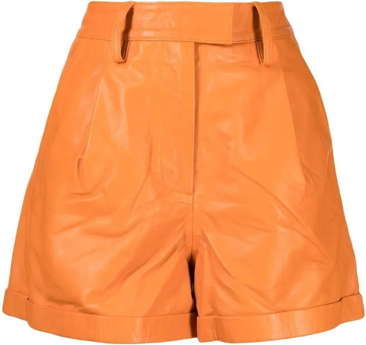 High-Waisted Lambskin Shorts