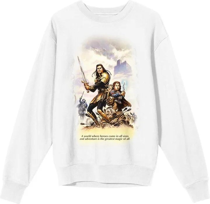 Willow Madmartigan & Willow Illustration Crew Neck Long Sleeve White Men’s Sweatshirt-Small