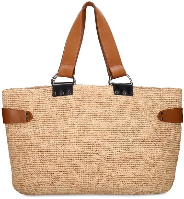 Bahiba straw & leather shoulder bag