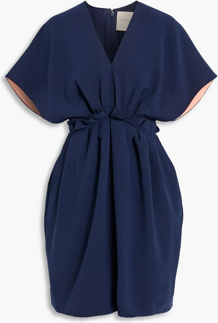 Ruffled gathered crepe mini dress