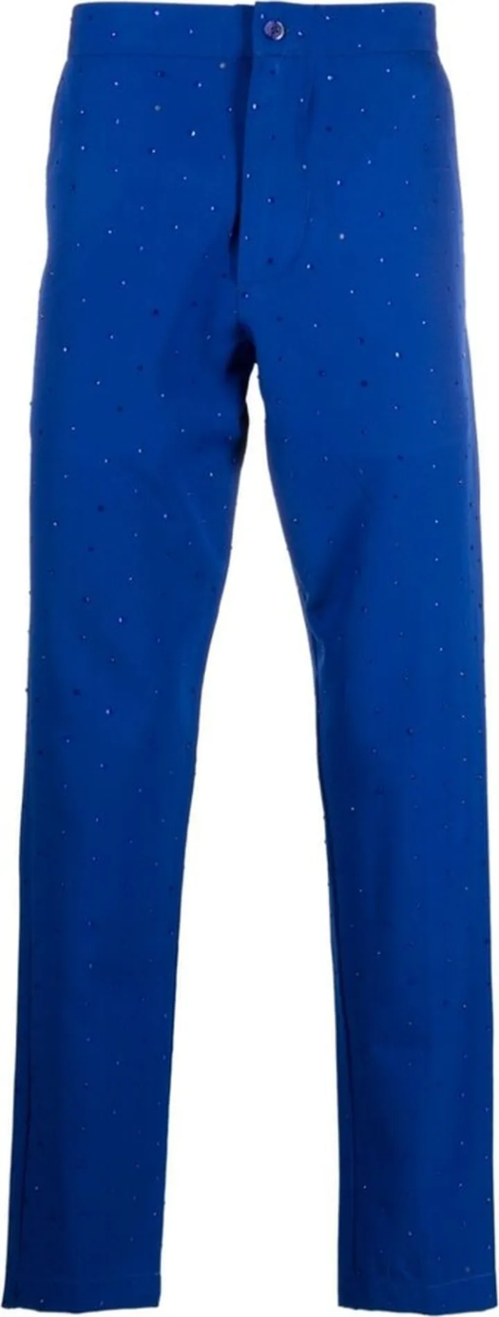 Rhinestone-Embellished Slim-Cut Trousers