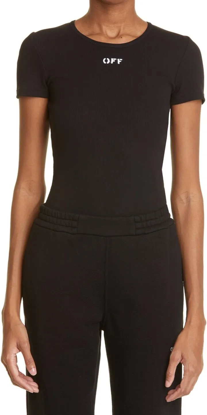 Logo Stamp Rib Stretch Organic Cotton Bodysuit