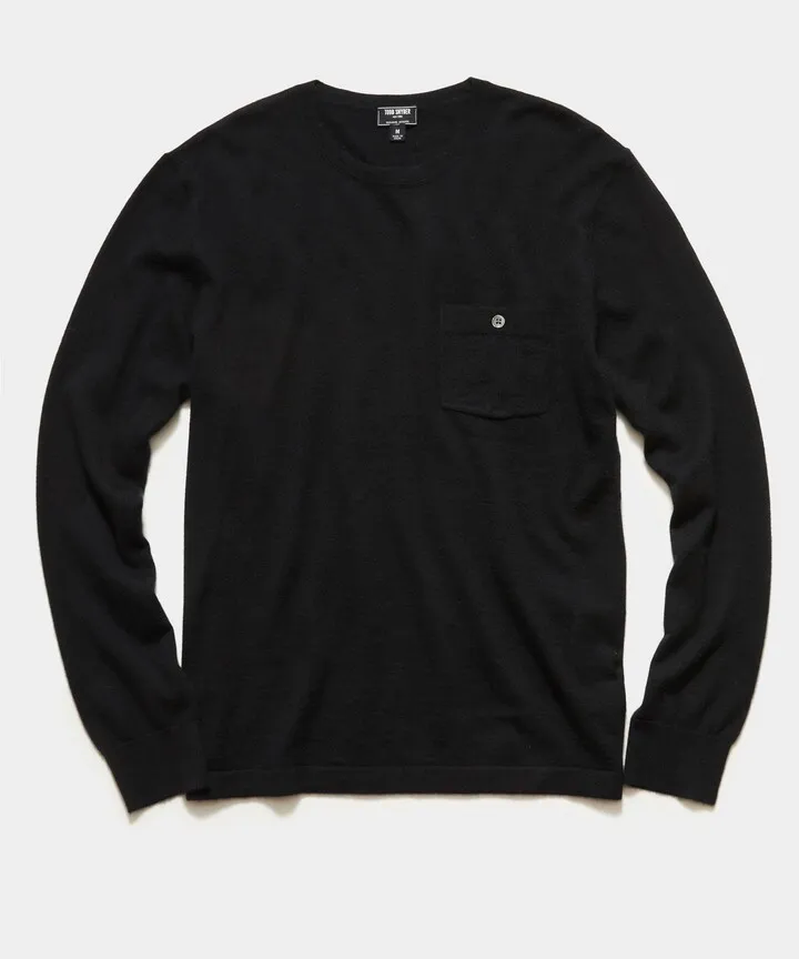 Cashmere Pocket Tee in Black