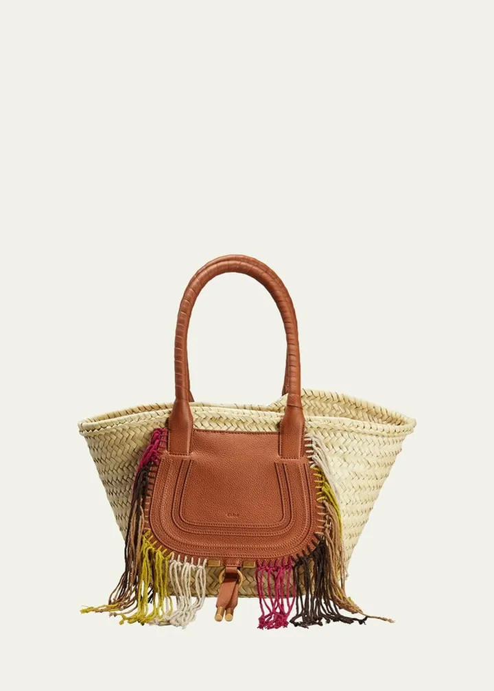 Marcie Fringe Recycled Wool & Raffia Tote Bag
