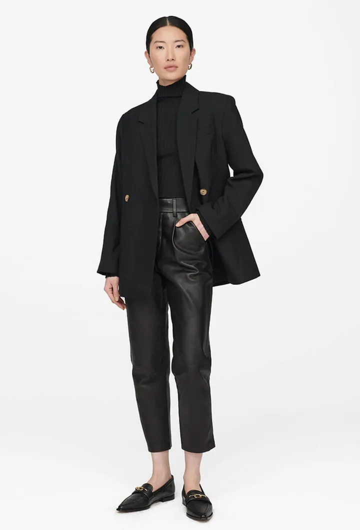 ANINE BING Becky Leather Trouser in Black