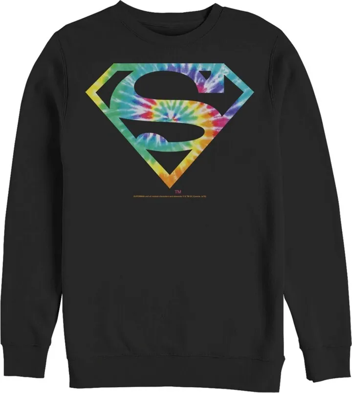 Men's Superman Tie-Dye Shield Logo Sweatshirt - Black - X Large