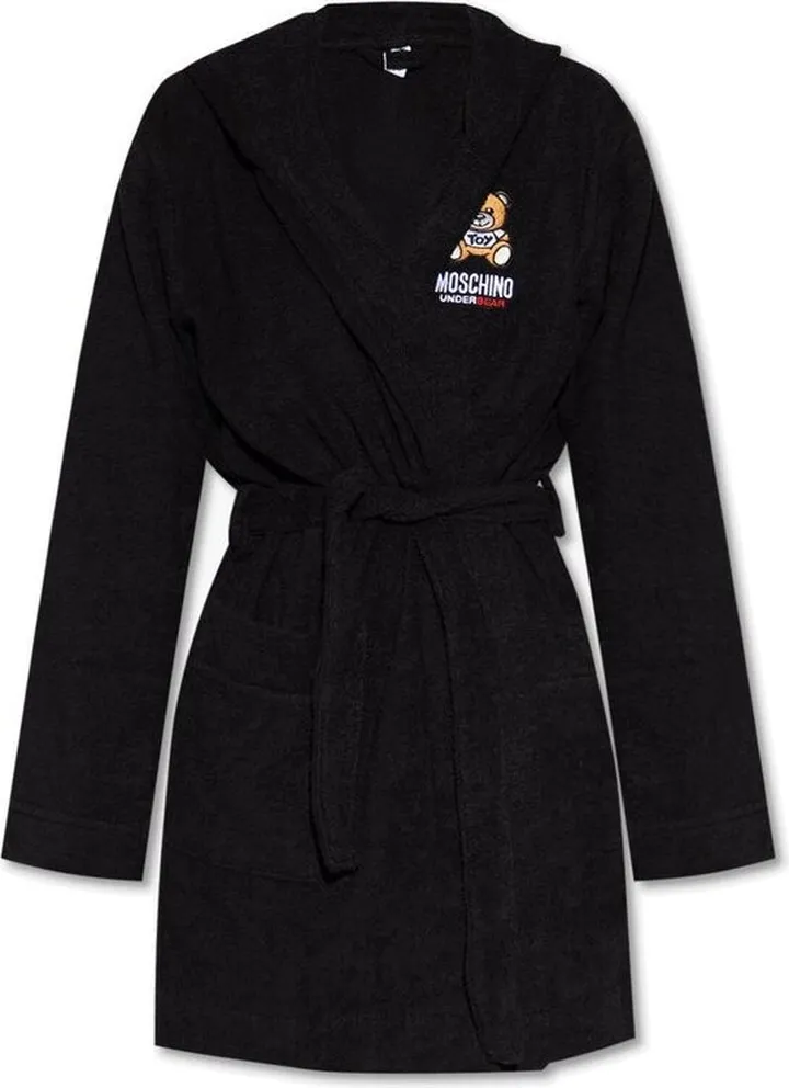 Moschino Logo-Embroidered Belted Bathrobe