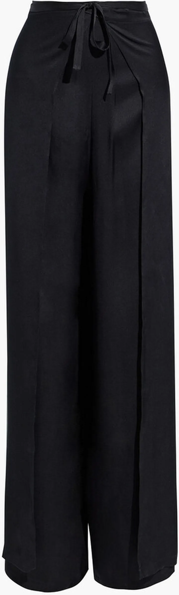 Laly tie-front silk-satin crepe wide-leg pants