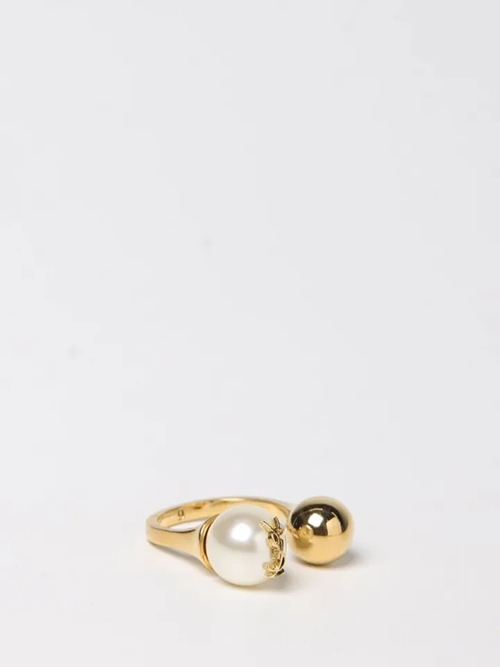 Saint Laurent ring in brass with synthetic pearl