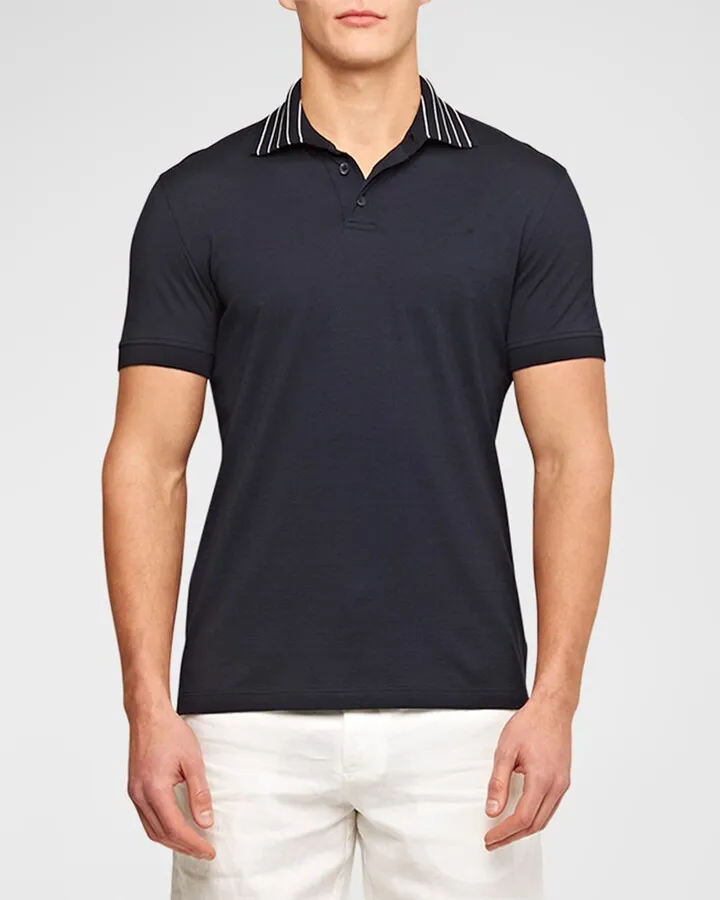 Men's Dominic Polo Shirt with Striped Collar