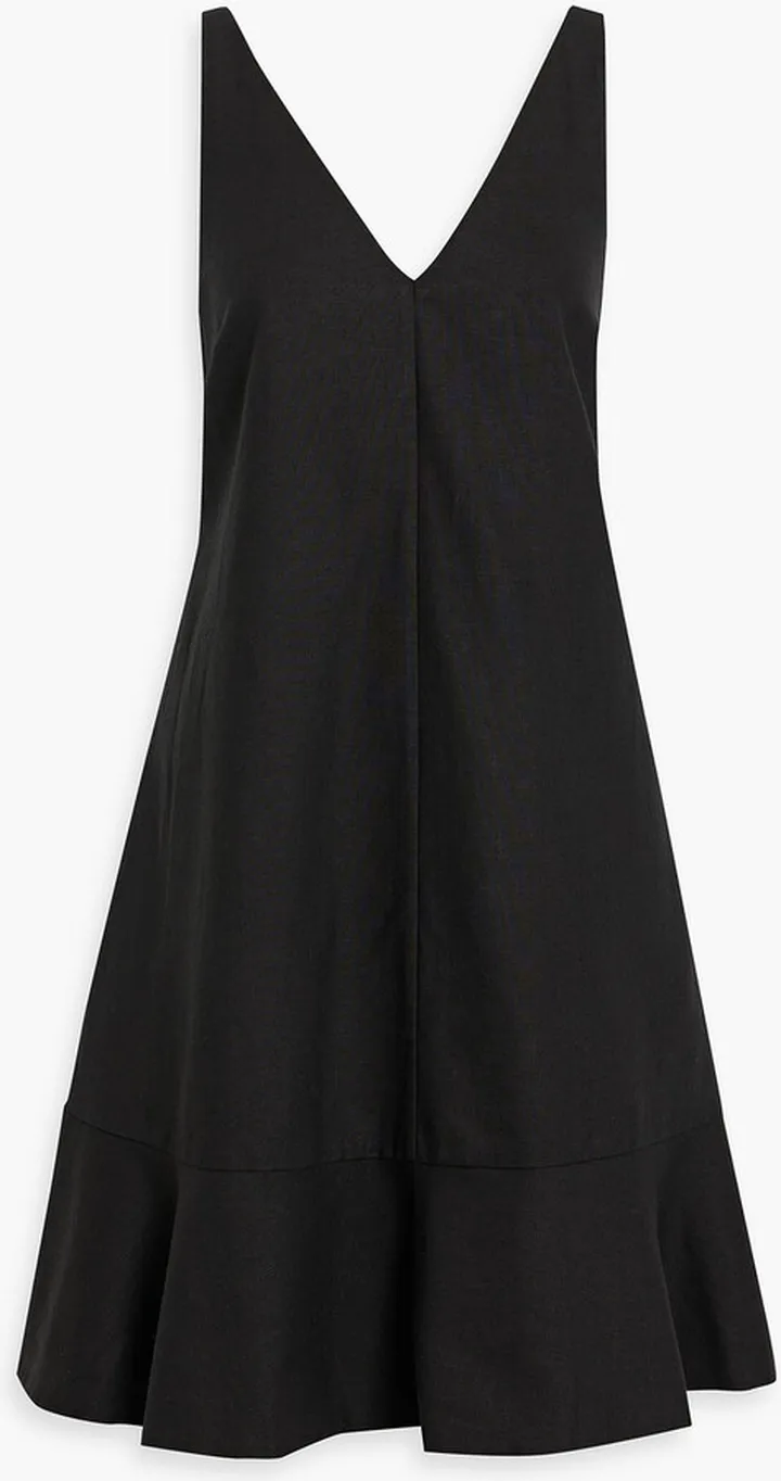 Darcy fluted linen and cotton-blend dress