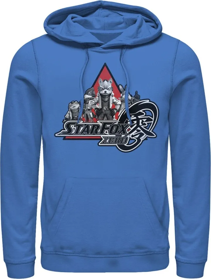 Men's Nintendo Star Fox Zero Logo Characters Pull Over Hoodie - Royal Blue - Medium
