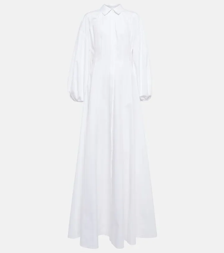 Puff-sleeve belted gown