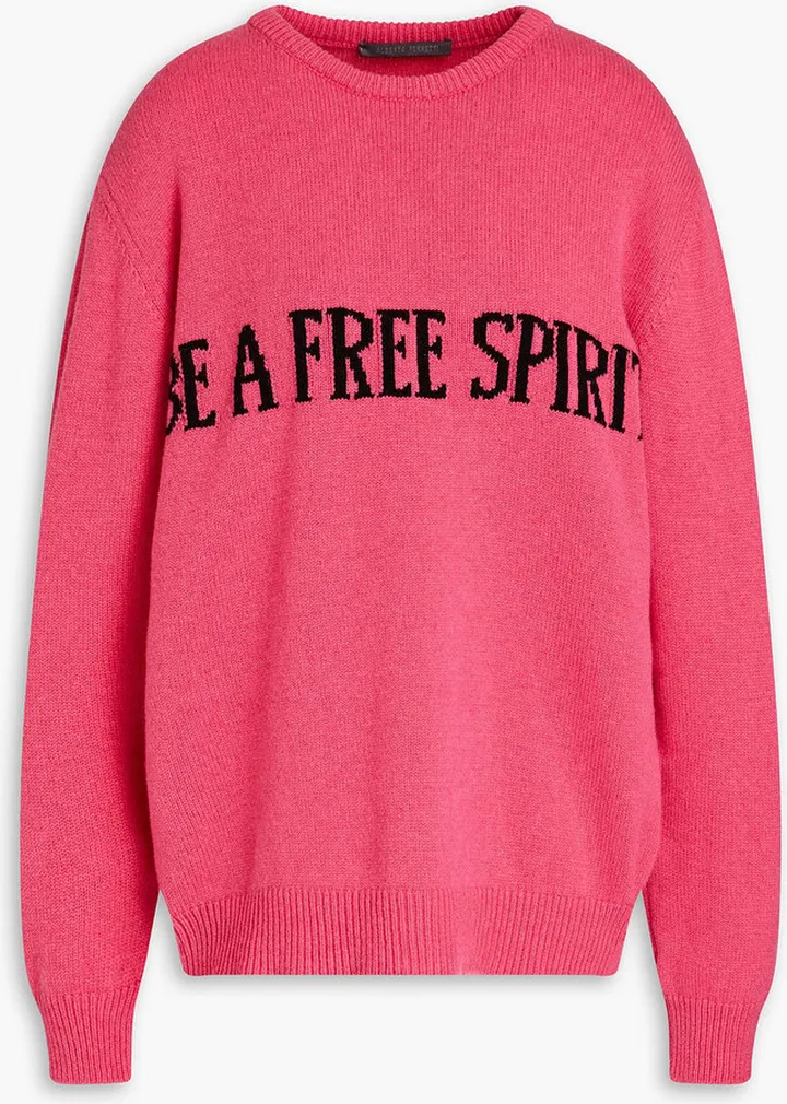 Intarsia cashmere and wool-blend sweater