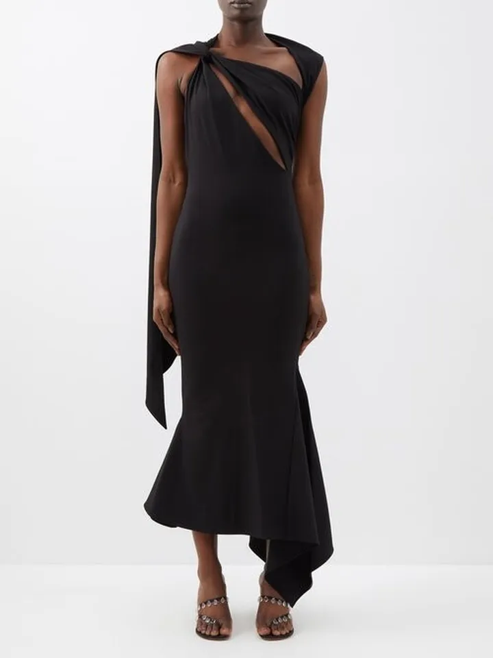 Sam Cutout Asymmetric Crepe Dress