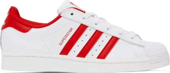 adidas Originals White & Red Superstar Sneakers