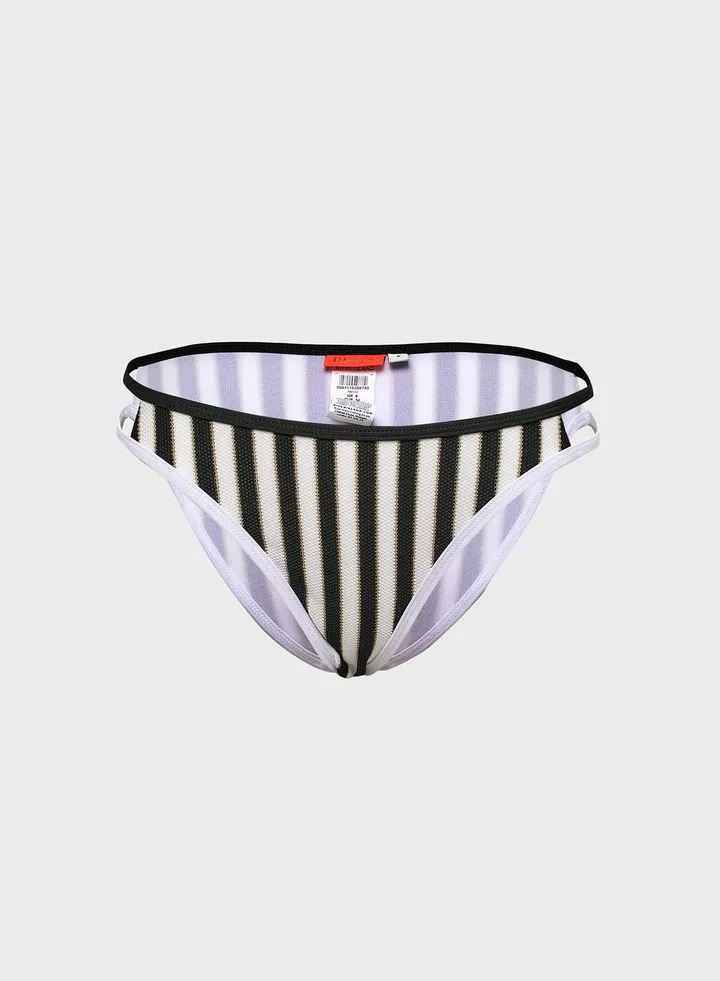 High Leg Stripe Bikini Brief