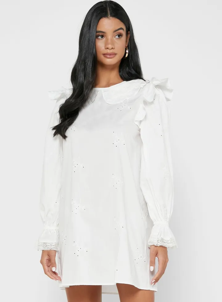 Broderie Collar Smock Dress