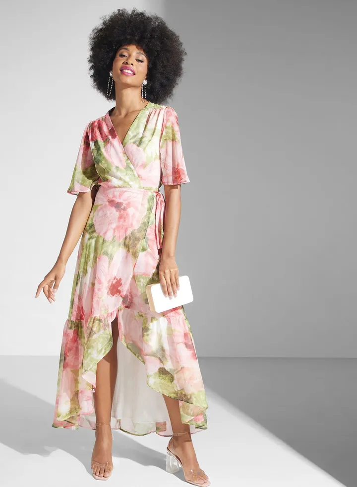 Floral Tie Detail Wrap Dress