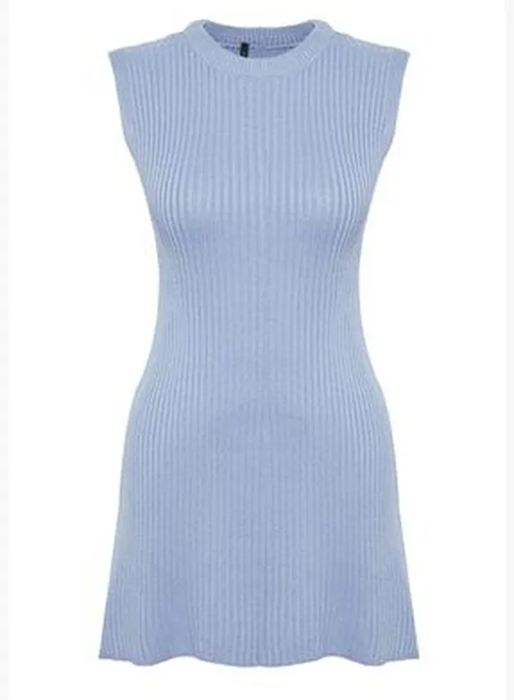 Light Blue Knitwear Mini Dress