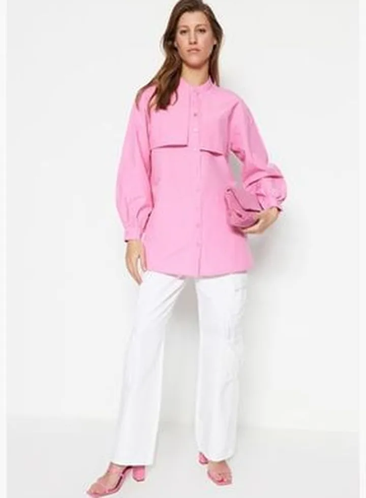 Pink Cotton Woven Shirt TCTSS23TG00030